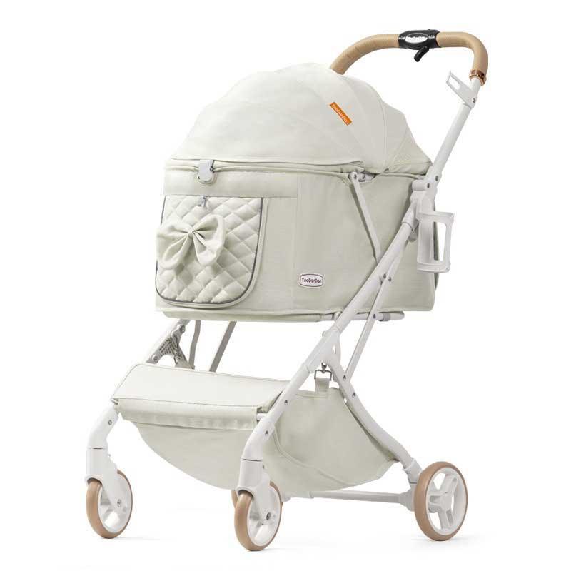 Elegant Bow Cat Stroller Carrier with Wheels