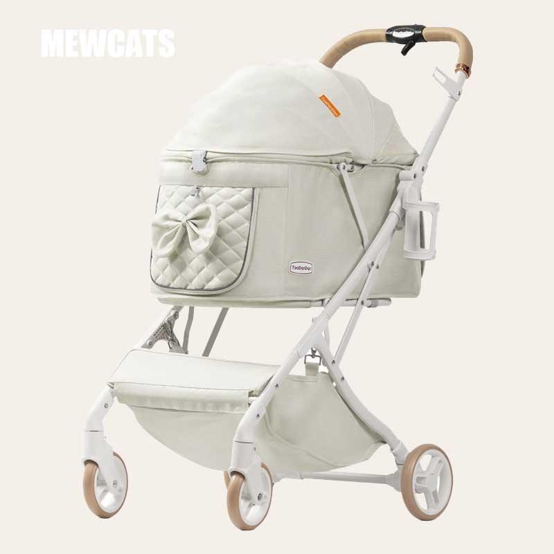Elegant Bow Cat Stroller Carrier with Wheels