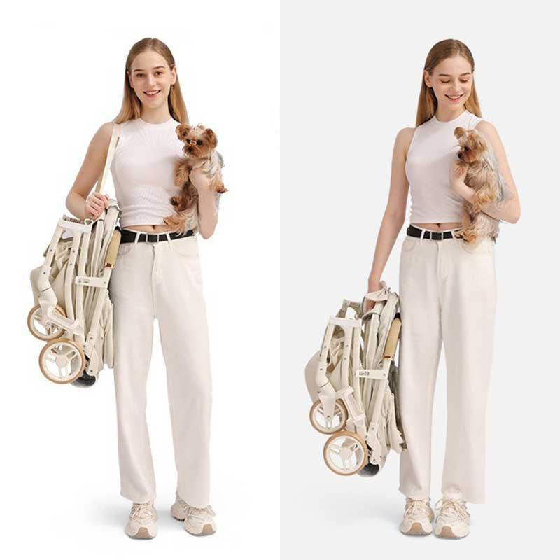 Elegant Bow Cat Stroller Carrier with Wheels