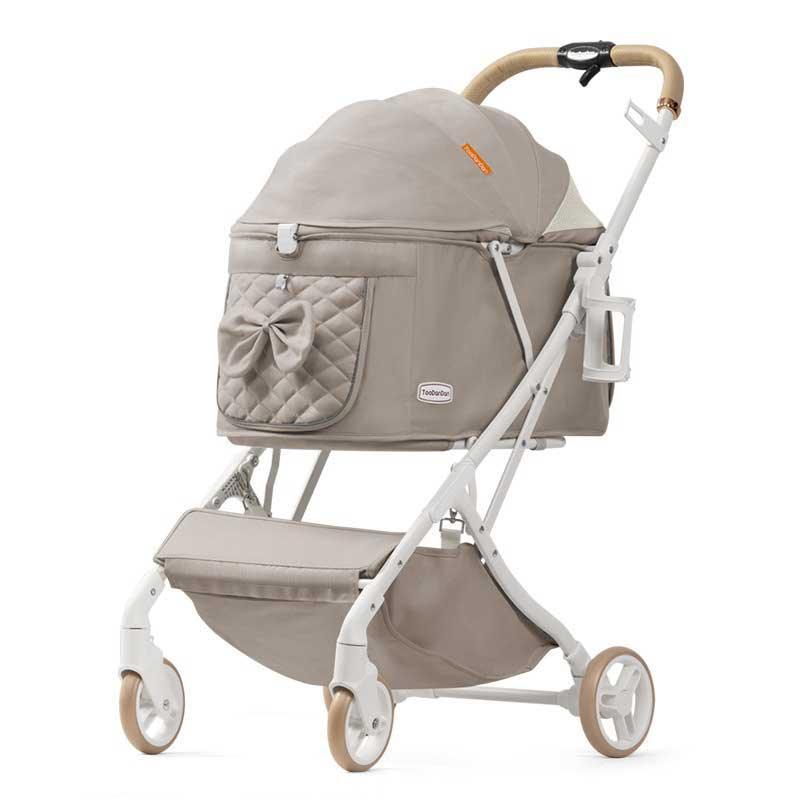Elegant Bow Cat Stroller Carrier with Wheels