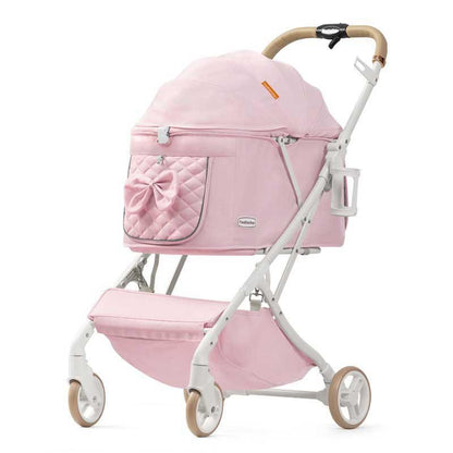 Elegant Bow Cat Stroller Carrier with Wheels