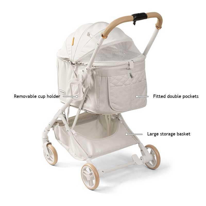 Elegant Bow Cat Stroller Carrier with Wheels