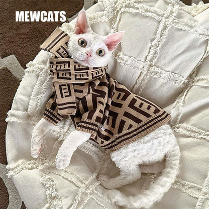 Elegant Warm Winter Hairless Cat Sweater Outfit