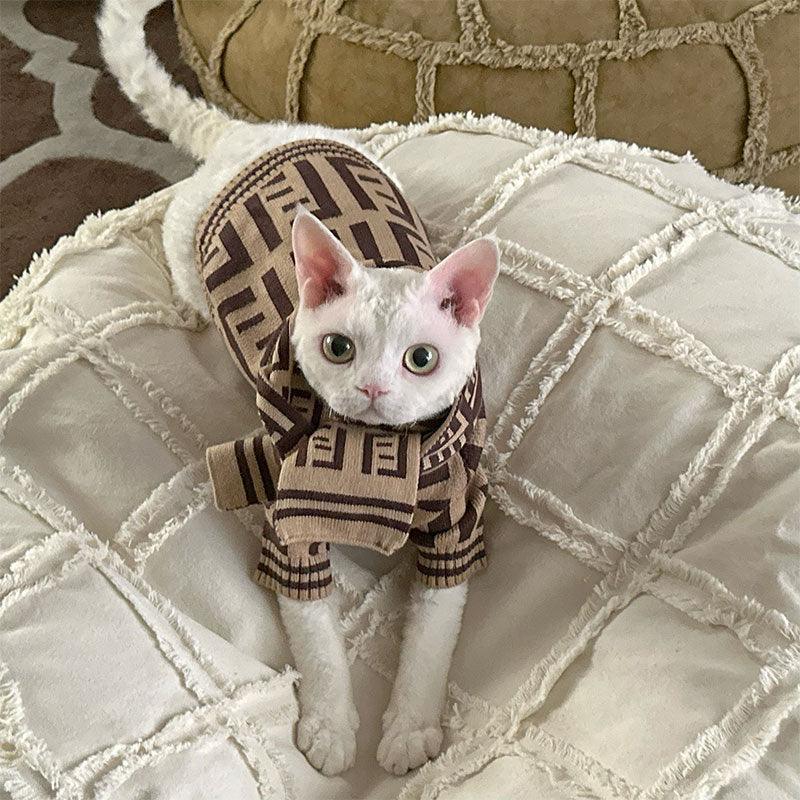 Elegant Warm Winter Hairless Cat Sweater Outfit