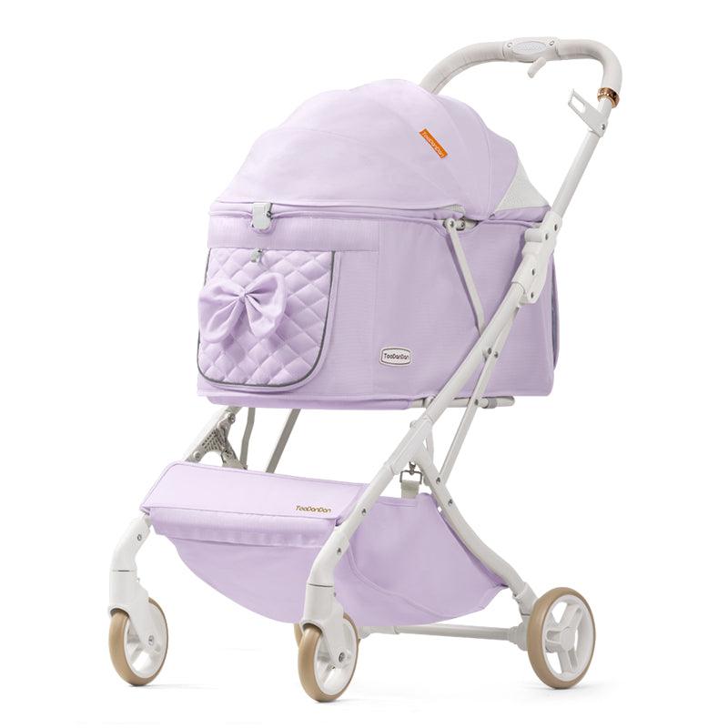 Elegant Bow Cat Stroller Carrier with Wheels