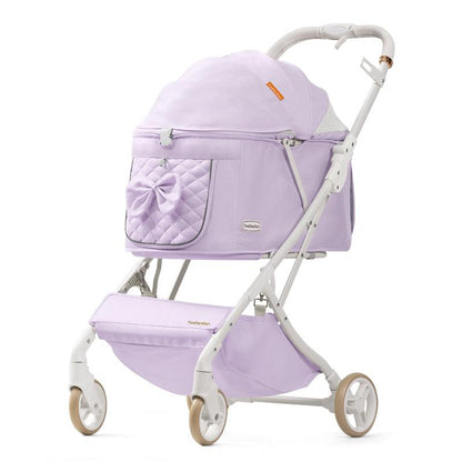 Elegant Bow Cat Stroller Carrier with Wheels