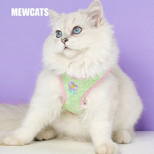 Embroidered Floral Cat Leash Harness Lead