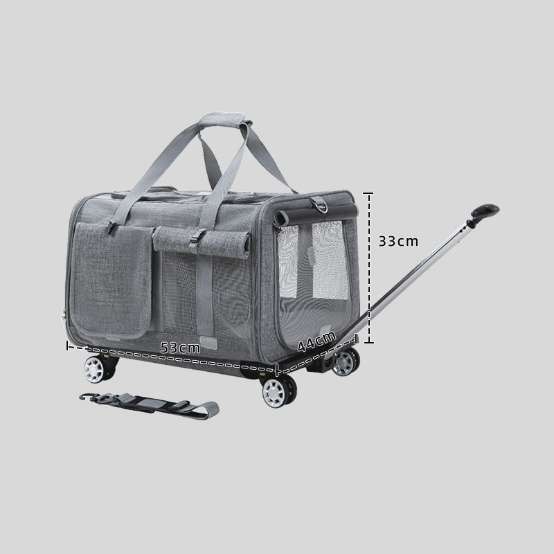 Expandable Large Cat Carrier Bag With Wheels Trolley