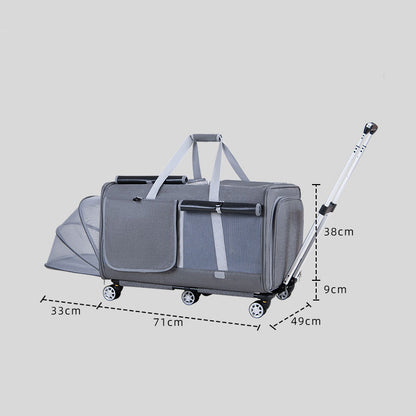 Expandable Large Cat Carrier Bag With Wheels Trolley