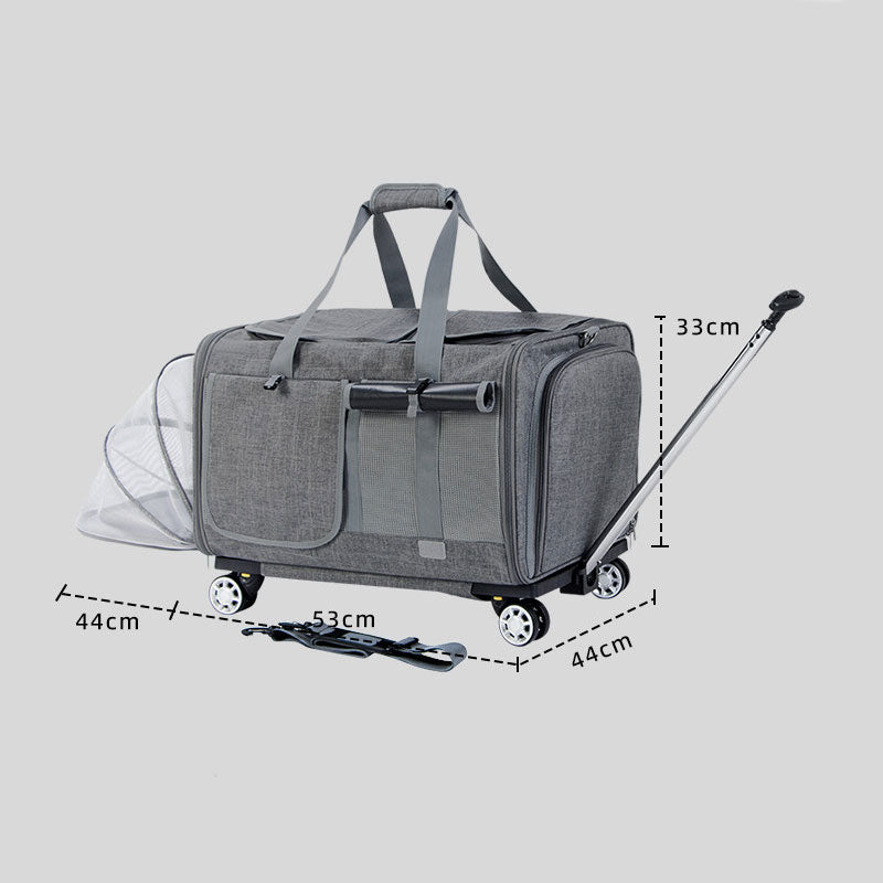 Expandable Large Cat Carrier Bag With Wheels Trolley