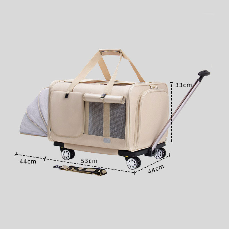 Expandable Large Cat Carrier Bag With Wheels Trolley