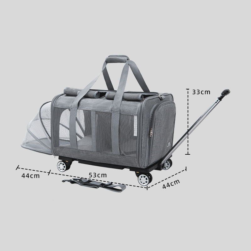 Expandable Large Cat Carrier Bag With Wheels Trolley