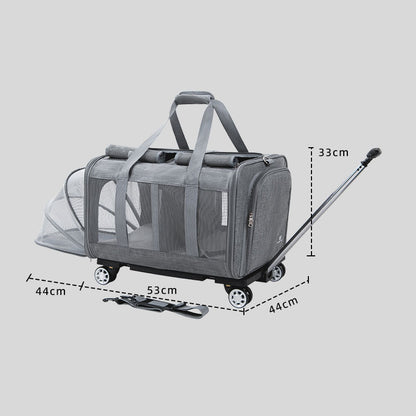 Expandable Large Cat Carrier Bag With Wheels Trolley