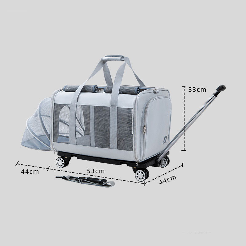 Expandable Large Cat Carrier Bag With Wheels Trolley