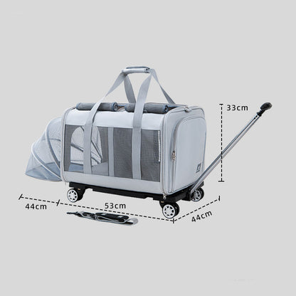 Expandable Large Cat Carrier Bag With Wheels Trolley