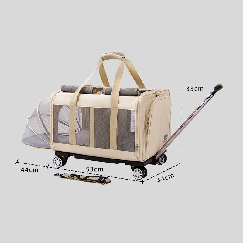 Expandable Large Cat Carrier Bag With Wheels Trolley