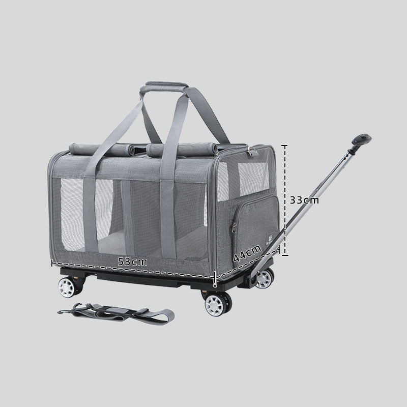 Expandable Large Cat Carrier Bag With Wheels Trolley