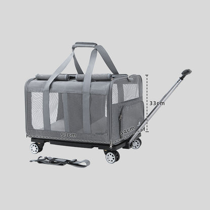 Expandable Large Cat Carrier Bag With Wheels Trolley