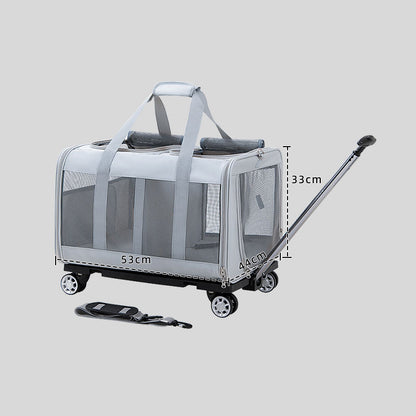 Expandable Large Cat Carrier Bag With Wheels Trolley