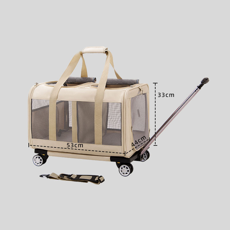 Expandable Large Cat Carrier Bag With Wheels Trolley