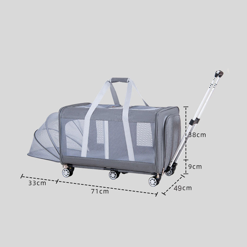 Expandable Large Cat Carrier Bag With Wheels Trolley (1)