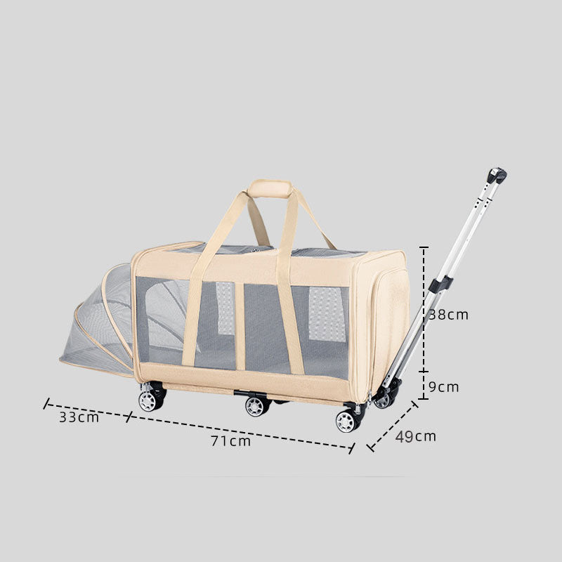 Expandable Large Cat Carrier Bag With Wheels Trolley (17)