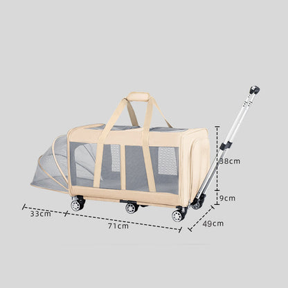 Expandable Large Cat Carrier Bag With Wheels Trolley (17)