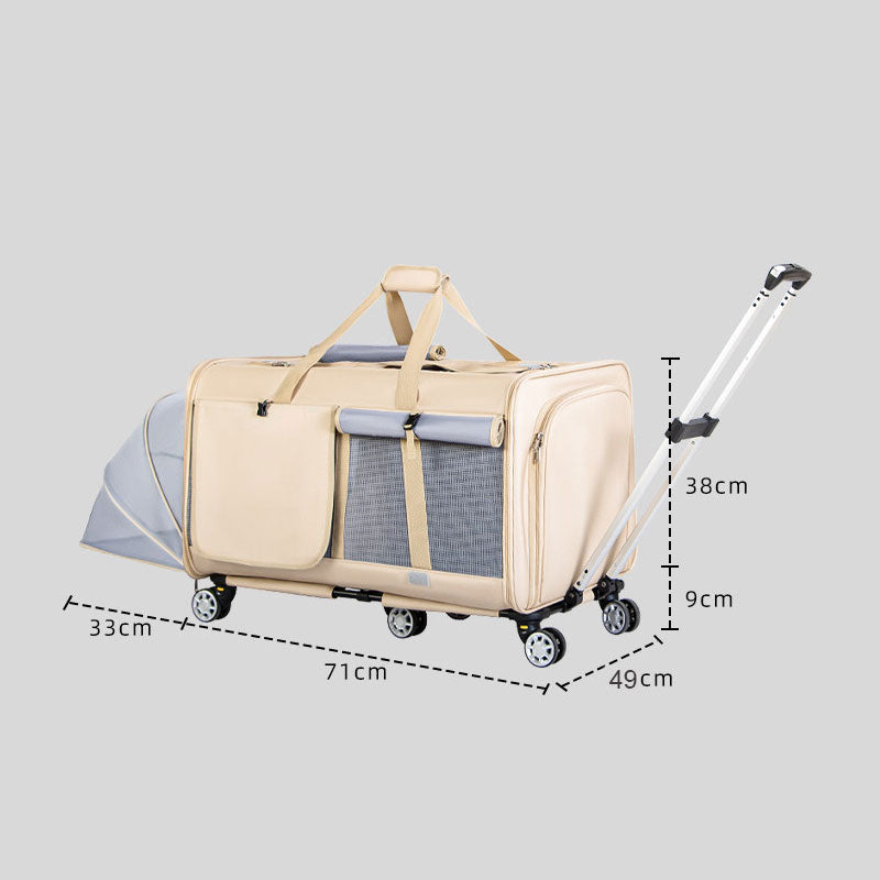 Expandable Large Cat Carrier Bag With Wheels Trolley (17)