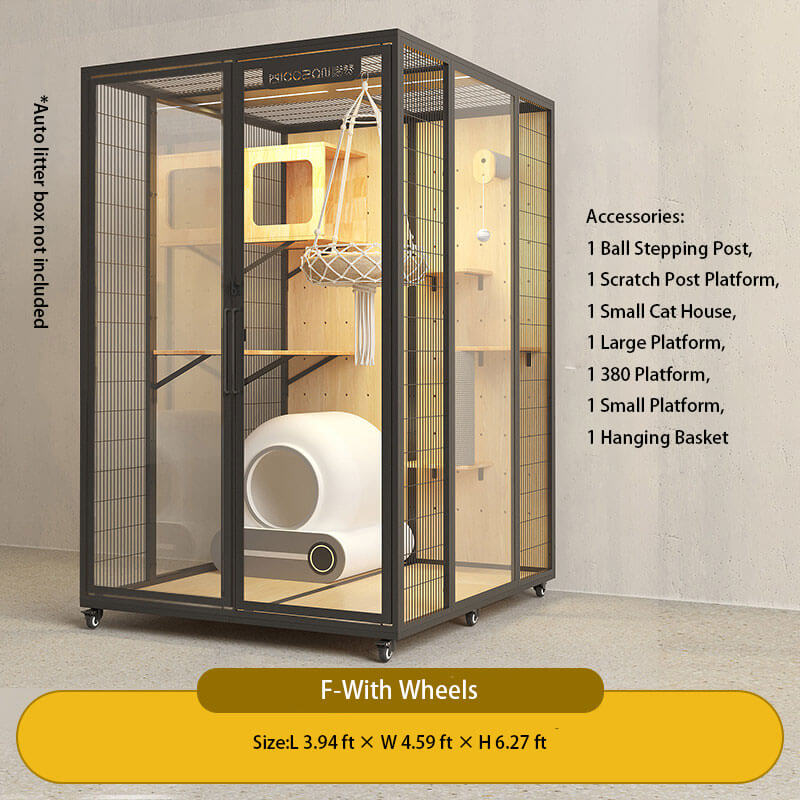 F-Modern Black Cat Villa Full View Indoor Cat Home
