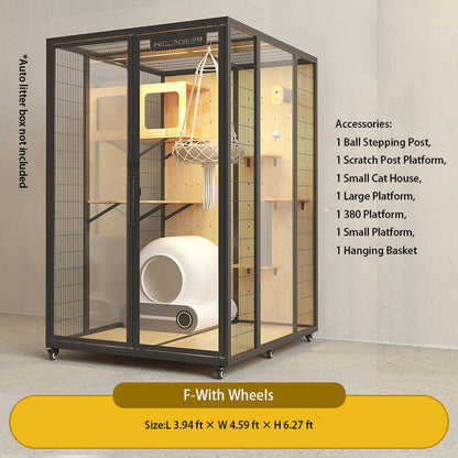 F-Modern Black Cat Villa Full View Indoor Cat Home