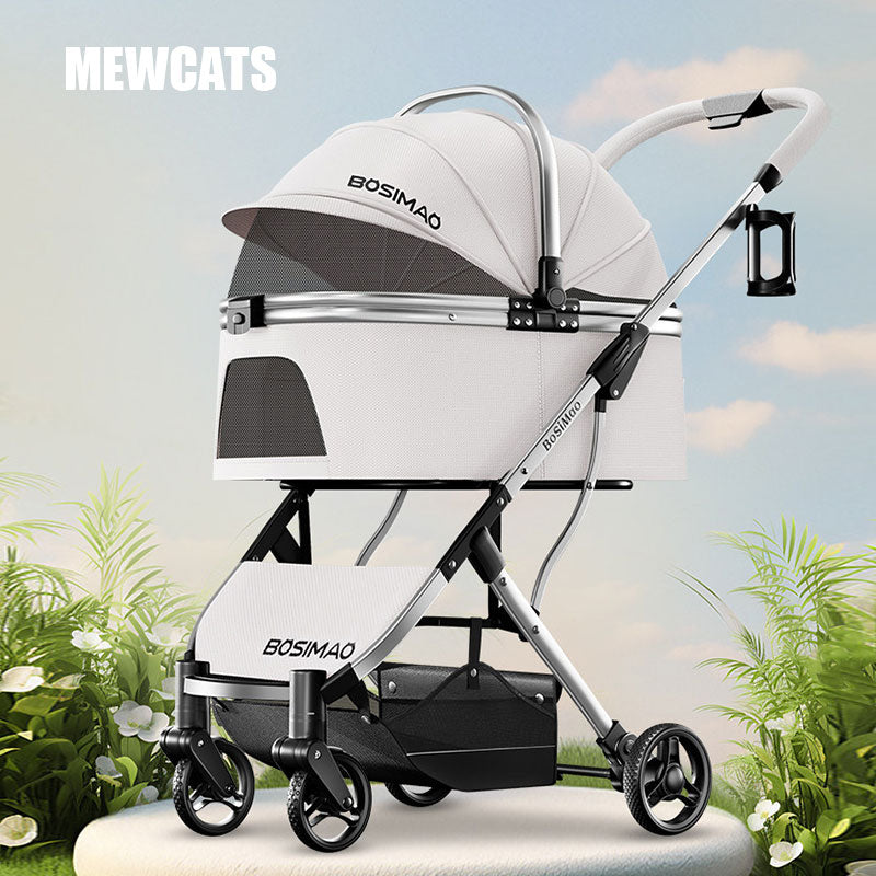 First Class Cat Stroller 3 Color Carrier with Wheels