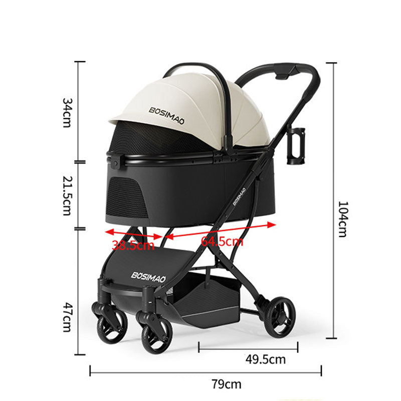 First Class Cat Stroller 3 Color Carrier with Wheels