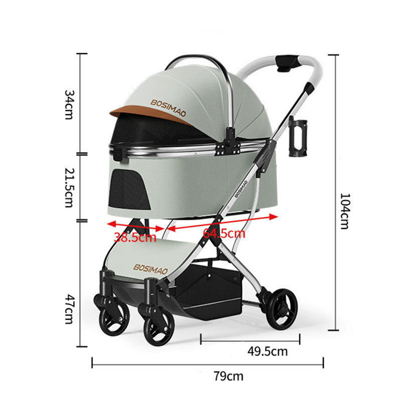 First Class Cat Stroller 3 Color Carrier with Wheels