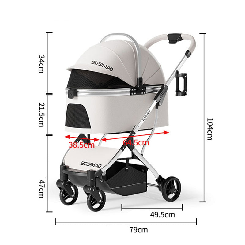 First Class Cat Stroller 3 Color Carrier with Wheels
