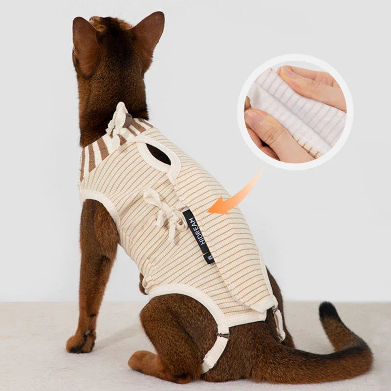 Flexible Anti-Licking Cat Recovery Onesie Cloth