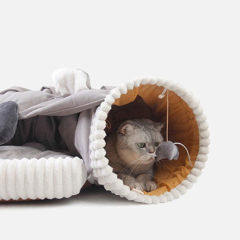 Fluffy Cat Tunnel Cat Bed All-in-One 2 Colors
