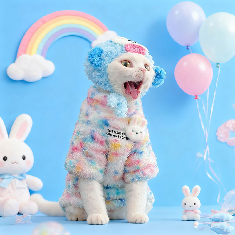 Fluffy Rainbow Outfit for Hairless Cats
