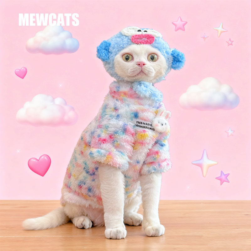 Fluffy Rainbow Outfit for Hairless Cats