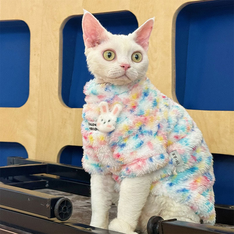Fluffy Rainbow Outfit for Hairless Cats