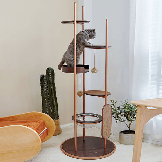 Flying Saucer Steel Art Cat Climbing Tree