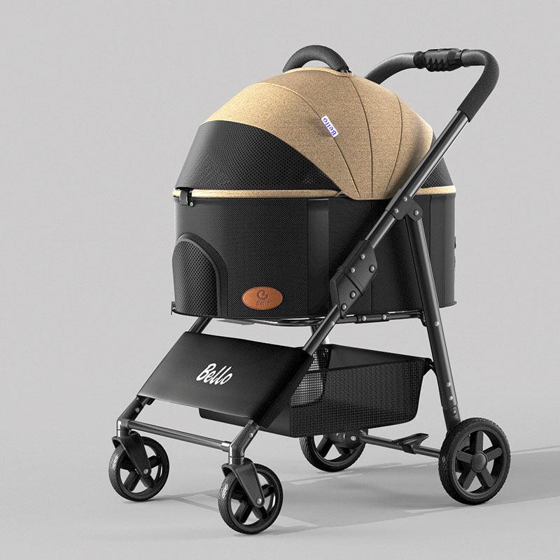 Foldable Cat Stroller with Wheels Pet Travel Carrier