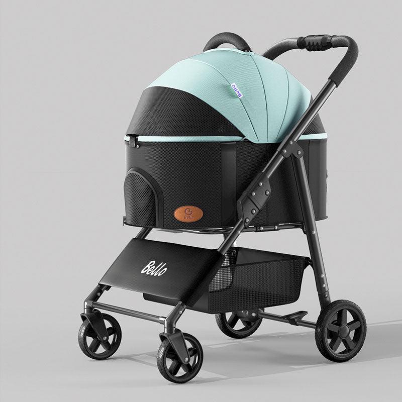 Foldable Cat Stroller with Wheels Pet Travel Carrier