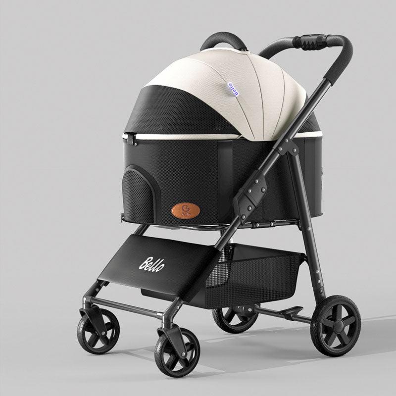 Foldable Cat Stroller with Wheels Pet Travel Carrier