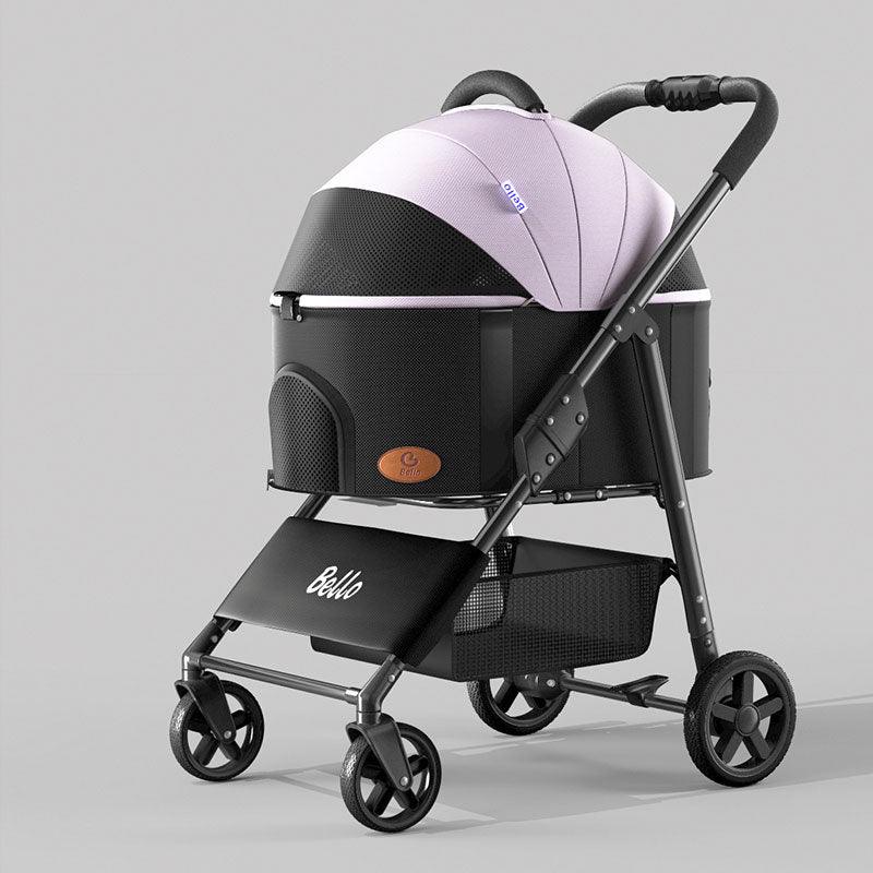 Foldable Cat Stroller with Wheels Pet Travel Carrier