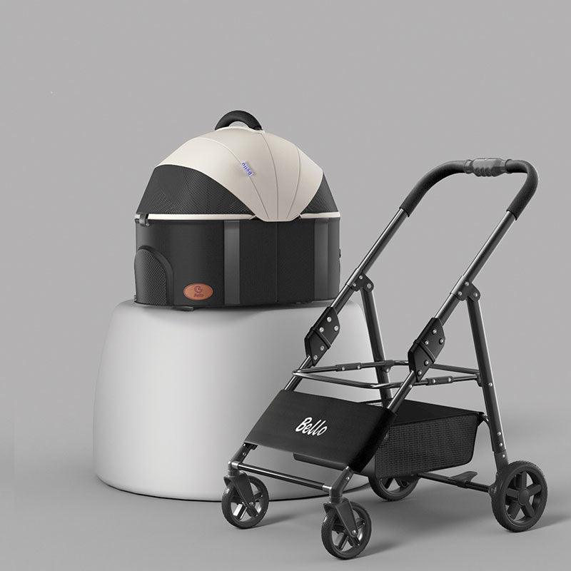 Foldable Cat Stroller with Wheels Pet Travel Carrier