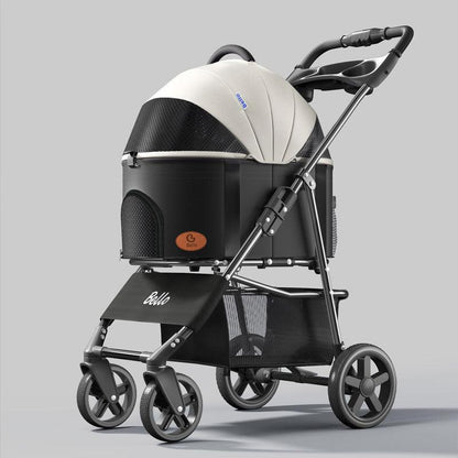 Foldable Cat Stroller with Wheels Pet Travel Carrier
