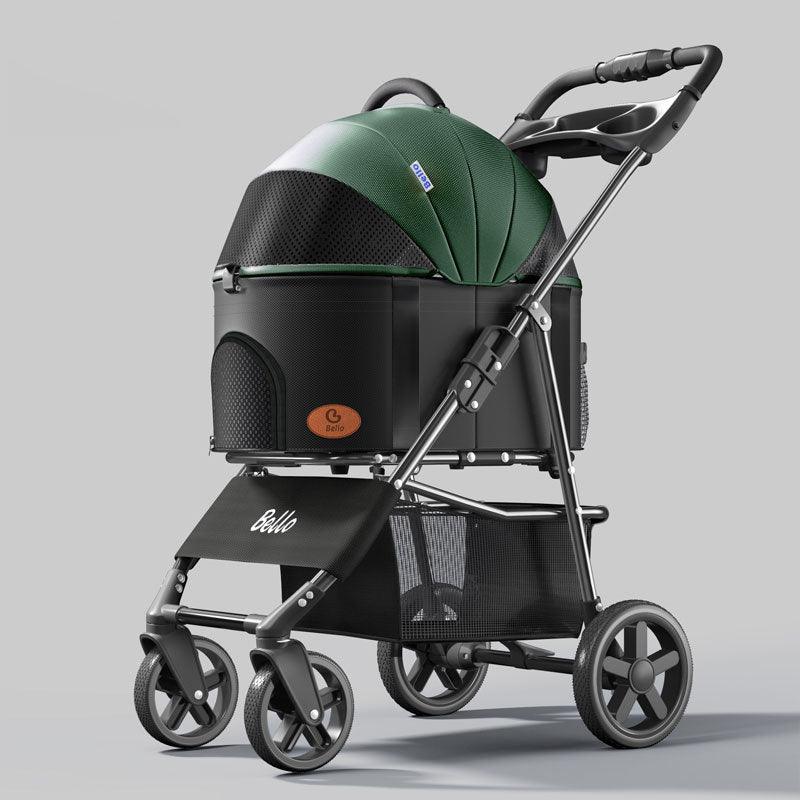Foldable Cat Stroller with Wheels Pet Travel Carrier