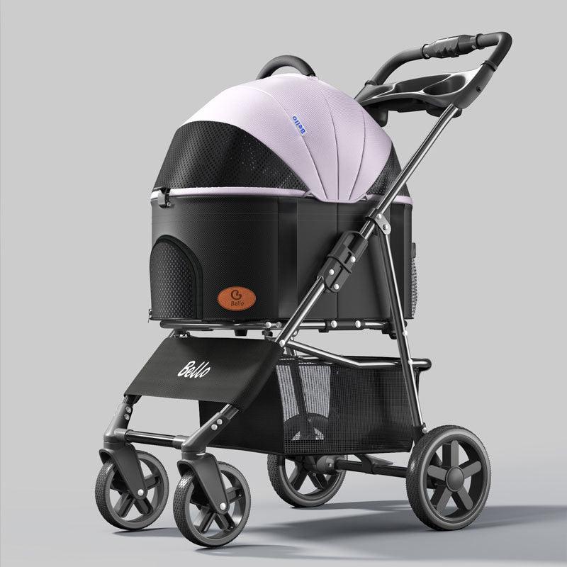Foldable Cat Stroller with Wheels Pet Travel Carrier
