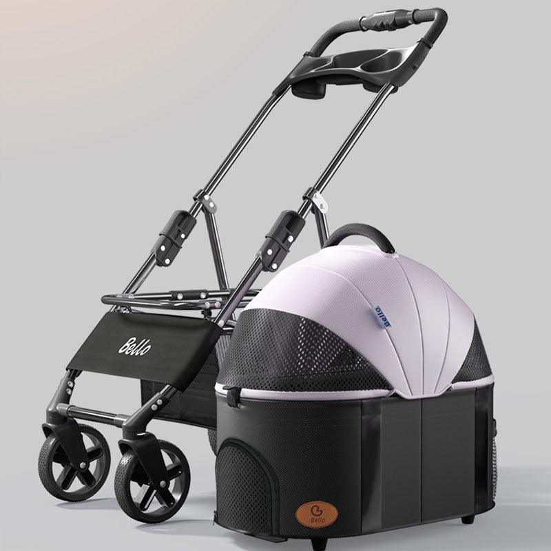 Foldable Cat Stroller with Wheels Pet Travel Carrier