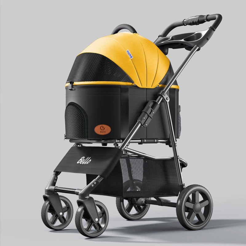 Foldable Cat Stroller with Wheels Pet Travel Carrier